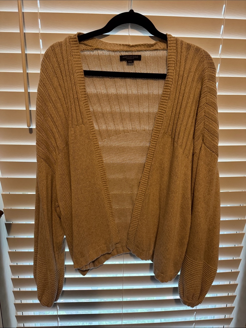 American Eagle Outfitters Open-Front Cardigan in Camel/Tan